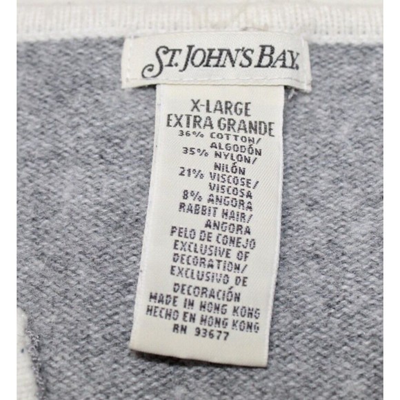 Vtg St. John's Bay Women's XL Sweater Grey Embroiled Floral Sweat heart Neck - Picture 4 of 8